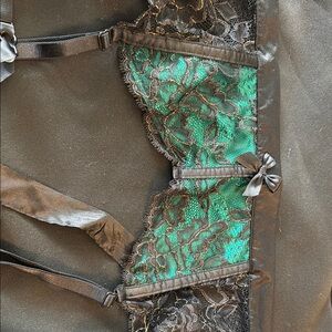 Black and Green Lace Lingerie Top